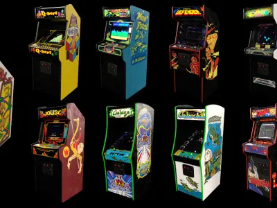 30 Arcade Cabinets 20 Stools 6 Carpets Mega Collection 3D model