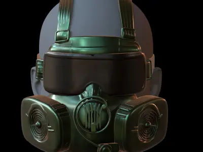 Gas mask helmet 3d model scifi Low-poly  Low-poly 3D model 370