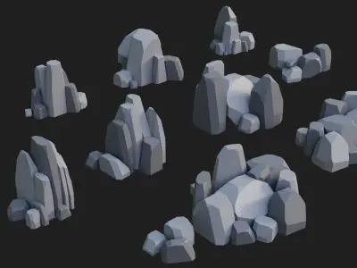 Low Poly Rocks and Stones Big Pack Low-poly 3D model