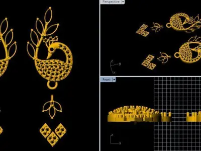 peacock Earring 3dm file 3D print model