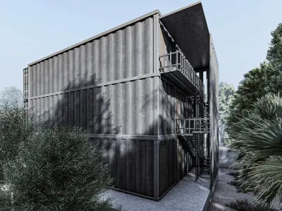 THREE STOREY  CONTAINER  HOUSE 3D model