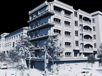 Classic stone facade-Building Classic Facade Element 3D model 7