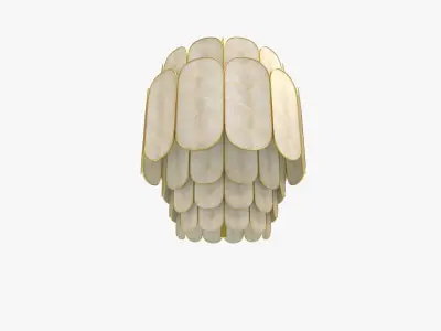 Tier Capiz and Metal Chandelier 3D model