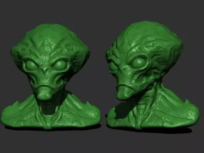 Alien Bust 1 - Highly Detailed STL File for 3D Printing 3D print model