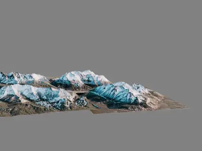 Realistic Snowy Mountains 3D model