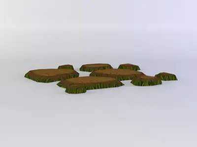 Stepping stone cluster Low-poly 3D model