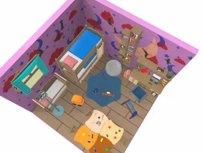 Isometric cartoon children room 02 3D model
