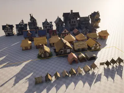 Medieval Houses and Tents Pack - Low Poly 3D Models for Games 3D model