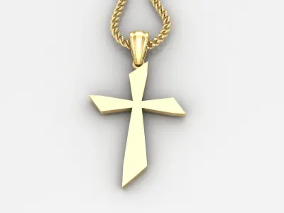Light Gold 18K Cross Pendant 1CP090 3D print model