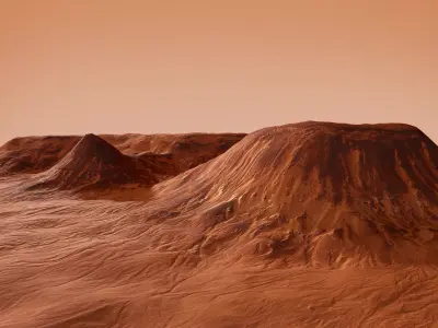 Mars Planet Landscape Desert Mountain Cliffs PBR Low Poly 01 Low-poly 3D model