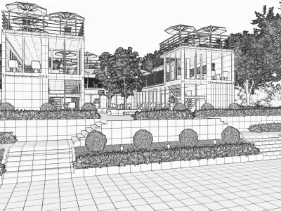 SCENE LUMION 11 5 AND EXTERIOR CONTAINER CAFE 3D model