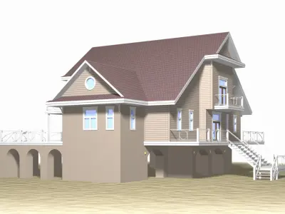 Summer Beach House Exterior 02 3D model