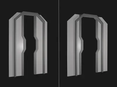 Simple Low Poly Sci-fi Door Low-poly 3D model