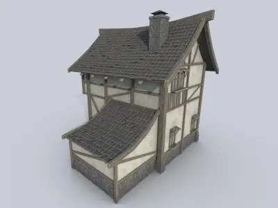 Medieval house Low-poly 3D model 26