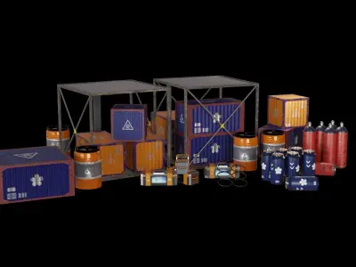containers pack low poly scifi Low-poly 3D model