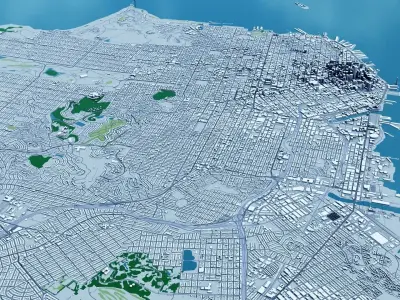 San Francisco with Terrain 3D model