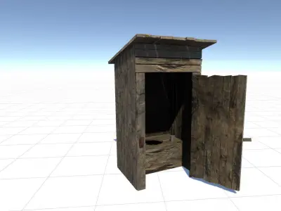 Outhouse wooden Low-poly 3D model