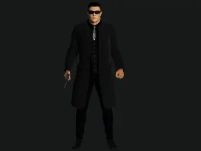 3D REALISTIC HUMAN RIGGED CHARACTER - ASIAN BODYGUARD MAN Low-poly 3D model