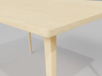 Simple wooden dining table  Low-poly 3D model