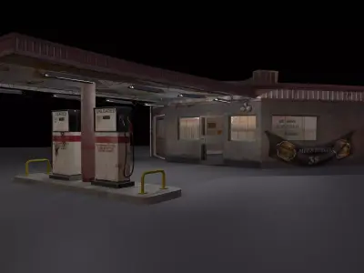 Old Gas station Low-poly 3D model