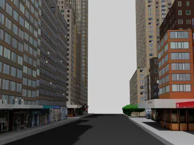 City Downtown Skyscraper Low-poly 3D model