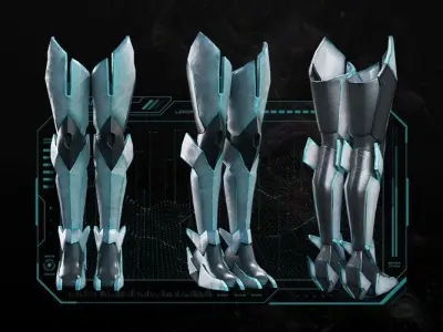 Scifi leg armor female lowpoly game asset Low-poly 3D model