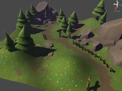 Summer Forest Low-poly 3D model