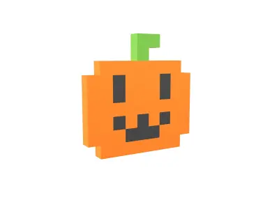 Pixel Pumpkin V1 001 Low-poly 3D model
