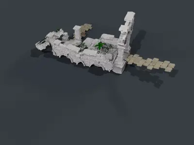 Ruin gate Low-poly 3D model 25