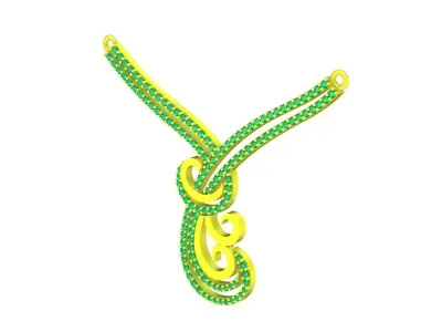 Luxury Emerald Diamond Swirl Pendant Jewelry Design 6294 3D print model