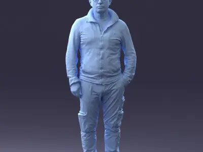000294 Man in Hoodie and Cargo Pants 1008 3D model