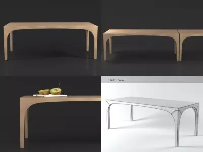 Portico four different wooden tables 3D model
