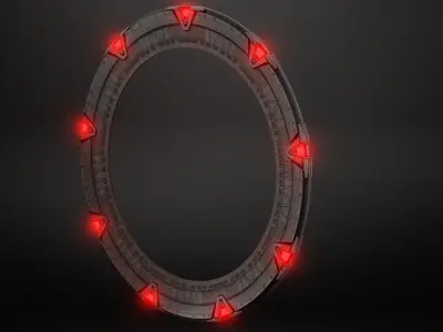 The Gate circle with lights Low-poly 3D model