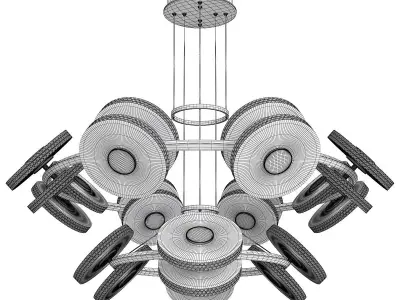 ROSEMARY chandelier made of glass and brass Low-poly 3D model