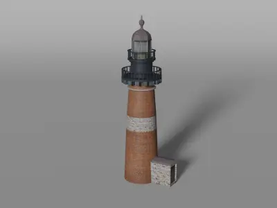 Old brick lighthouse Low-poly 3D model