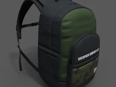 Backpack Generic camping bag baggage human scifi  Low-poly 3D model