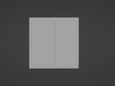 Sliding Window - Wood - White 3D model