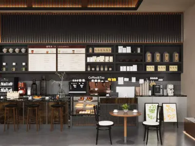 coffee shop 3D model 9