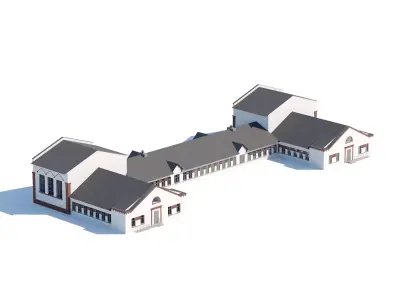 Modern Educational Facility Building with L-Shaped Layout 3D model