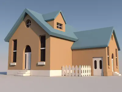 Cartoon House 3D model 7