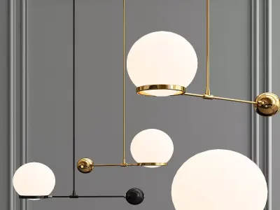 CONTRAPESSO pendant light with three balls hanging from it 3D model