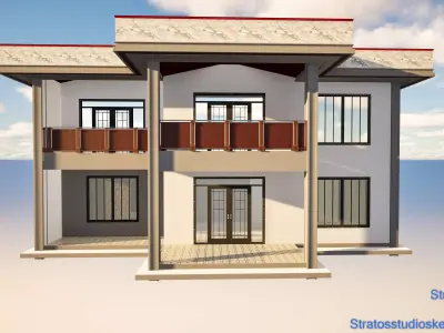 Small Mansion Low-poly 3D model