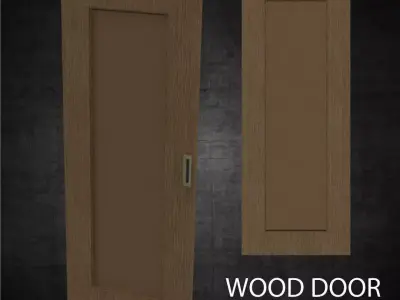 Modern wood door for pocket or swing opening Low-poly 3D model