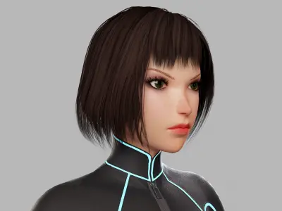 Cartoon Sci Fi Girl Low-poly 3D model