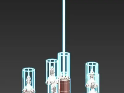 escada-584-5p light chandelier in brass and gold 3D model