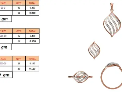 Light wt Ring Earrings Pendant set 3dm stl 1-render details 3D print model 27
