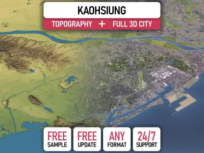 Kaohsiung - 3D City Topography Terrain 3D Model Pack