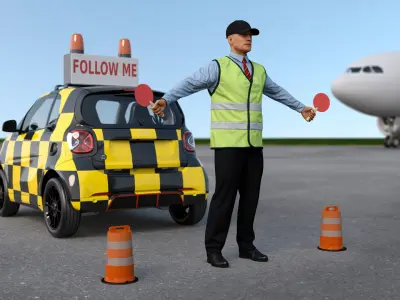 Airport Smart Follow Me Car with Ground Crew 