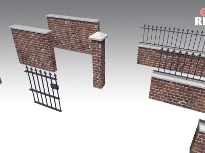 Brick Wall Pack PBR - Modular - Version 3 -  Low-poly 3D model