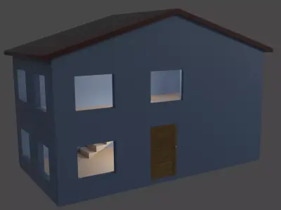 Dollhouse house with windows and doors Free 3D model